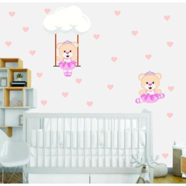 Imagem de Adesivo De Parede Para Meninas Ursinha Bailarina Balanço