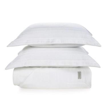 Imagem de Jogo de Colcha Portuguesa Porteri 100% Algodão King Branco Trussardi