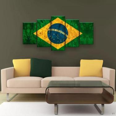 Imagem de Quadros Decorativos Bandeira Do Brasil Hd Quarto Sala Kit - Loja Wall 