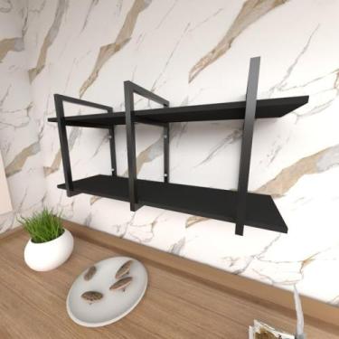 Imagem de Prateleira industrial com dois níveis cor preto 40x30x90 - E-nichos