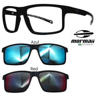 Imagem de Armação de Grau Mormaii 6127 Swap 5 ACJ com 2 Clipons, Azul, Red