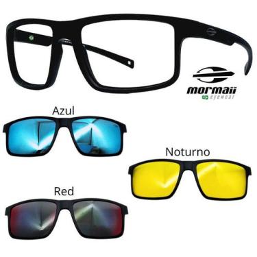 Imagem de Oculos Mormaii Swap 5 6127 A14 Preto Fosco Com 3 Clipons, Azul, Red, N