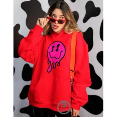 Imagem de Moletom Feminino Estampado Smiley Blusao Linha Premium Personalizado B