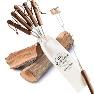 Imagem de Smores Sticks | Set of 6 Marshmallow Sticks for Fire Pit | Stainless Steel w/Walnut Handles | Smore Sticks for Marshmallow Roasting Sticks | Smore Sticks for Fire Pit | Smores Sticks for Fire Pit Long