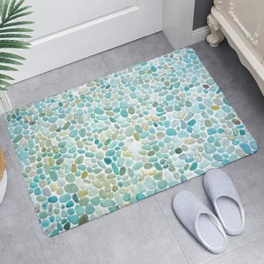 Imagem de LYFANS O banheiro usa tapetes de banho antiderrapantes absorventes, tapetes de cozinha, tapetes artísticos retangulares pequenos de pedra 3D (89 x 54,5 cm) e tapetes de esponja de memória de flanela