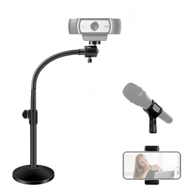 Imagem de AIBUCOLL Webcam Stand Camera Mount, Flexible Gooseneck Webcam Mount Stand with Microphone Clip and Phone Clip for Logitech Webcam C922 C930e C920S C920 C615 C960 and Other Webcam with 1/4" Thread_AB