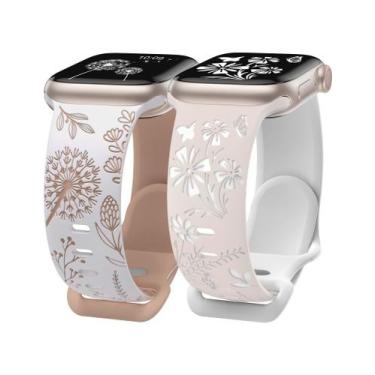 Imagem de Pulseira de relógio Wearlizer Floral Gravada em Silicone 41 mm/40 mm/3