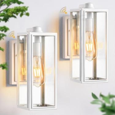 Imagem de VIANIS Pacote Com 2 Luminárias Brancas Para Áreas Externas, Iluminação Externa Do Anoitecer Ao Amanhecer, Luminária Externa Para Montagem Em Parede Para Casa, Luzes De Varanda De Alumínio Antiferrug