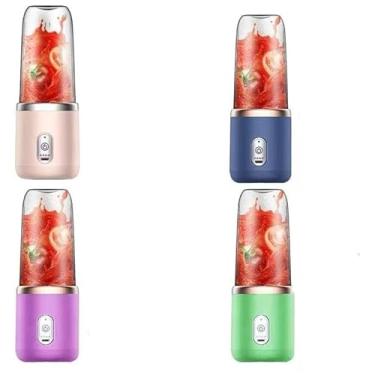Imagem de 400ML 6 Lâminas Espremedor Elétrico Mini Liquidificador Portátil De Suco De Alimentos Misturador Leite Smoothie(aleatoria 1 -sem tampa)