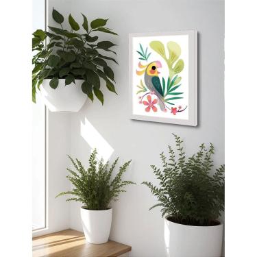 Imagem de Quadro Decorativo Calopsita Abstrata Sala Escritório + Vidro