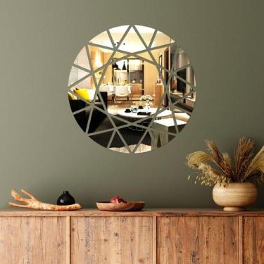 Imagem de Espelho Decorativo Sol Geométrico Prata - Inove Papéis de Parede