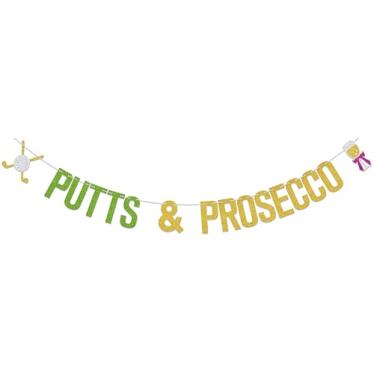 Imagem de Putts & Prosecco Banner, Golf Champagne Bachelorette Bridal Shower Party Decor, Last Swing Before The Ring, Sports Themed Champagne Bachelorette Engagement Party Supplies Gold Green