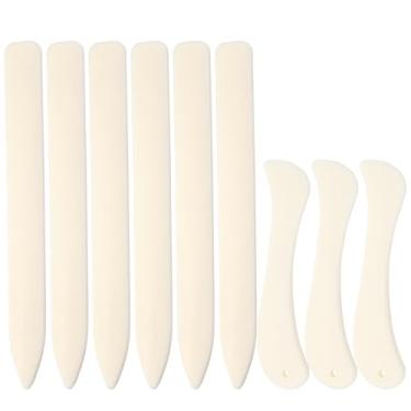 Imagem de Pasta de ossos e ferramenta de pontuação, 9 peças, ferramenta dobrável de papel de plástico, origami de ossos, encadernação de livros, cartões de polimento de couro para dobrar marcação, vinco, origami, scrapbooking