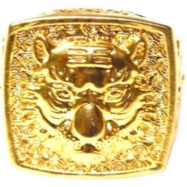 Imagem de Anel Masculino Banhado A Ouro Tigre Ajustável - Pjk store