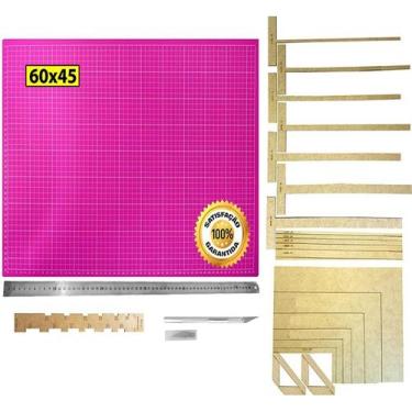 Imagem de Tapete Corte 60 Regua Inox 60 Estilete Gabaritos Scrapbook R - De Acor