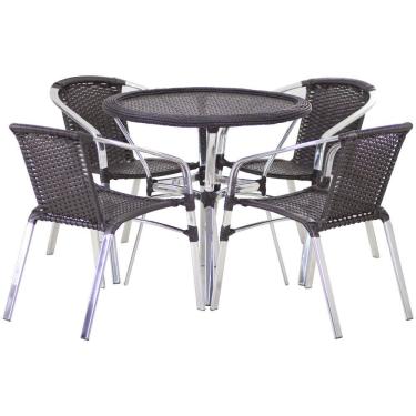 Imagem de 4 Cadeiras e Mesa com Tampo Alumínio Área Varanda