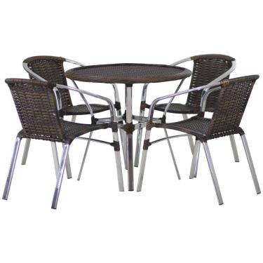 Imagem de 4 Cadeiras e Mesa com Tampo Alumínio Área Varanda