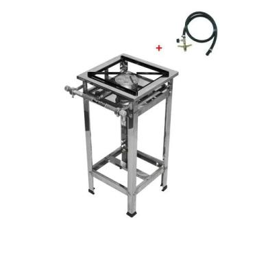 Imagem de Fogão Industrial 1 Boca Alta Pressão Em Aço Inox Grelhas 30x30 - infin