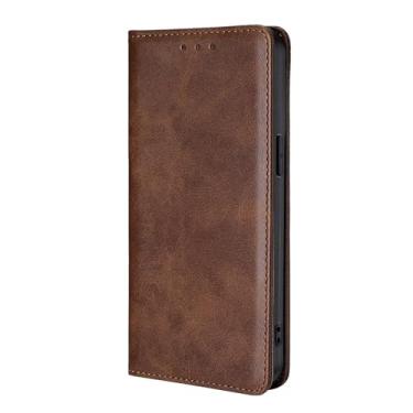 Imagem de LYJSMGZ Capa de couro para iPhone 16E, capa de telefone carteira masculina e feminina, compartimentos para cartões, fecho magnético, capa flip em pé, proteção contra quedas, latão, 16E