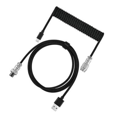 Imagem de Cabo Aviador Enrolado Usb-C 3M Para Teclado Mecânico Preto - Pluscable