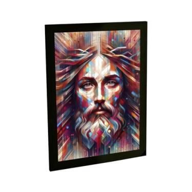 Imagem de Quadro Decorativo Jesus Cristo Ilustração Colorida Geo Decoração Poster Quarto Sala