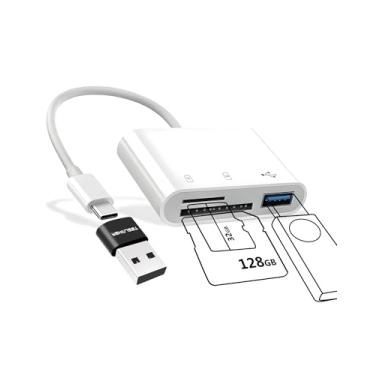 Imagem de Leitor de cartão SD USB C, Teslniher USB C para leitor de cartão SD SD/TF adaptador OTG leitor de cartão de memória para iPhone 16 15 iPad Pro Air MacBook Pro/Air iMac Android Phone Tablet