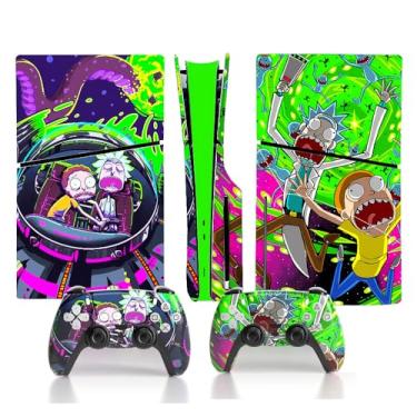 Imagem de Adesivo de vinil para PS5 Slim Disc Skin PlayStation 5 Anime Console e Controlador (Verde e Roxo)