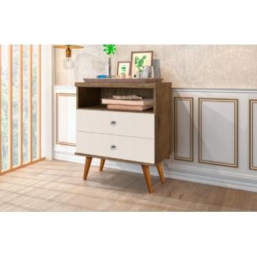 Imagem de Mesas De Cabeceira Status Com 2 gavetas Nicho Retrô Quarto Cama - Loja Inova BR (Jequitiba/Off White)