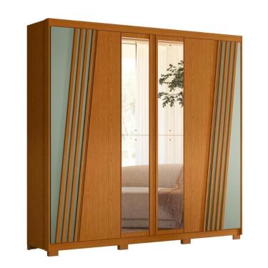 Imagem de Roupeiro Frisado Com Espelho Fênix Cinamomo Sálvia