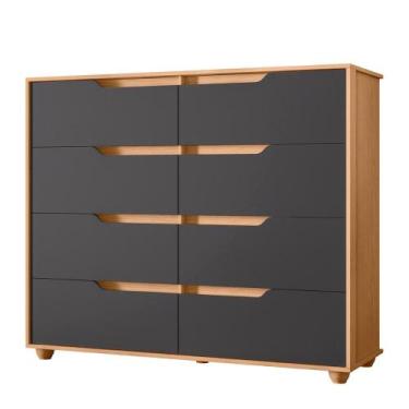 Imagem de Cômoda Quarto Doble com 8 Gavetas e Pés - Albatroz, Freijo/Titanium