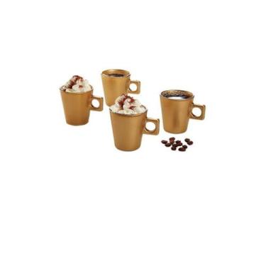 Imagem de Conjunto 4 Xícaras em Vidro 80ml - Dourado ( 34511 ) - Genérico