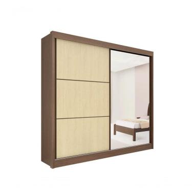 Imagem de Guarda Roupa Titanium 2 Portas 6 Gavetas Com Espelho Com Pés D` Doro Castanho/linho