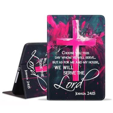 Imagem de JDHJFBFJNP Capa para Samsung Galaxy Tab S9 FE 5G 10,9 polegadas/Galaxy Tab S9 11 polegadas 2023, capa fólio de couro PU premium com hibernar/despertar automático, citação da cruz sagrada, versículo