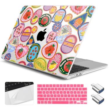 Imagem de Yebiseven Capa para MacBook Air 13,6 polegadas M4/M3/M2 2025 2024 2023 2022 lançado A3240/A3113/A2681, capa rígida para laptop com capa de teclado e protetor de trackpad e 2 adaptadores OTG, Summer