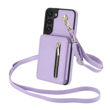 Imagem de Capa para Samsung S25Plus, transversal, com cordão, zíper, suporte para cartões, bolsa de bolso (para Samsung S25Plus/roxo claro)
