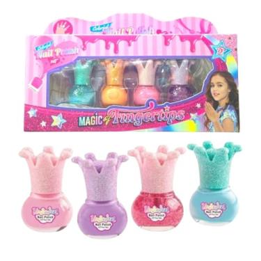 Imagem de Kit C/4 Esmaltes Infantil A Base De Água Princesas Glitter Encanto de Menina