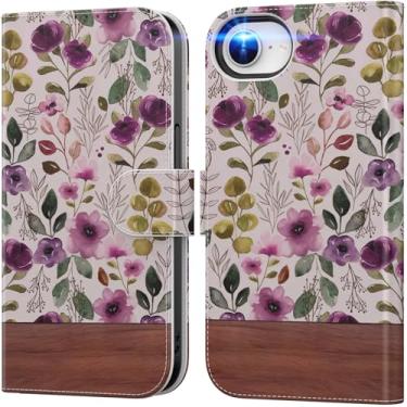 Imagem de DEENAKIN Capa carteira para iPhone 16e com suporte para cartão + clipe de dinheiro, bloqueio RFID, proteção contra quedas de nível militar, fecho magnético com suporte de couro - papel de parede