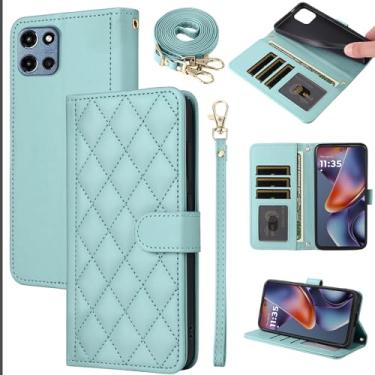 Imagem de Furiet Argyle Capa carteira para Motorola Moto G 5G 2025 com alça removível de pulso/ombro, compartimentos para cartões, bolsa fólio, acessórios de couro PU de luxo para celular G5G 5 G G5 mulheres