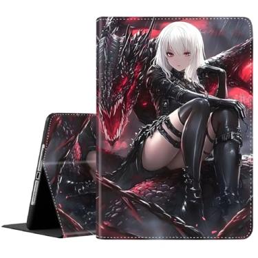 Imagem de FDHHKJUKO Capa para tablet Samsung Galaxy Tab A9 Plus de 11 polegadas [SM-X210/X216/X218], capa fina e dobrável com despertar/hibernar automaticamente para Galaxy Tab A9+ 11 2023, Anime Girl e Red