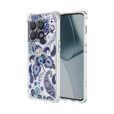 Imagem de JDYGWK Capa para Oneplus 10 Pro 5G, estampa floral transparente, silicone TPU macio, fina, à prova de choque, capa protetora antiarranhões para Oneplus 10 Pro 5G, azul encantador