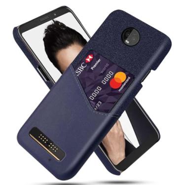 Imagem de Capa para MOTO Z3 Play,Tela e tampa de couro PU,Antideslizante,360°cobertura completa à prova de choque com 1 slot de cartão atrás,Prevenção de queda-Blue