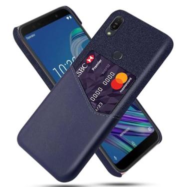 Imagem de Capa para Asus Zenfone ZB601KL,Tela e tampa de couro PU,Antideslizante,360°cobertura completa à prova de choque com 1 slot de cartão atrás,Prevenção de queda-Blue