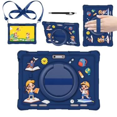 Imagem de HminSen Capa para tablet LECTRUS de 10,1 polegadas, capa ajustável de silicone macio para crianças ZZB ZB10/ATOZEE ATOZEEYQ10S/PRITOM Touch10 (azul escuro)
