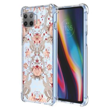 Imagem de JDYGWK Capa para Moto G 5G Plus Moto One 5G estampa floral transparente, silicone TPU macio, fina, à prova de choque, capa protetora antiarranhões para Motorola G 5G Plus, rosa branco floral