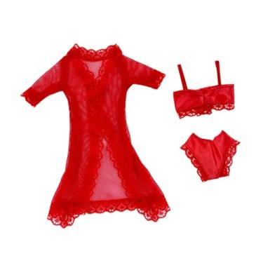 Imagem de Kokiya Pijama de boneca para boneca de 11,5'', roupa de banho, moda, roupa íntima, biquíni de verão, de dormir , Vermelho