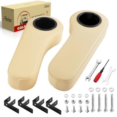 Imagem de Roykaw Apoio de braço de carrinho de golfe com suporte de copo para EZGO Club Car Yamaha - Estrutura de suporte de atualização/sem necessidade de perfuração