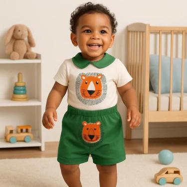 Imagem de Roupa bebe Body manga curta e Shorts com punho algodão kit 2 peças Men