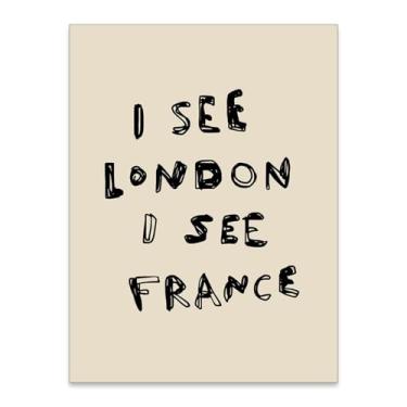 Imagem de Arte de parede de banheiro engraçada placa de banheiro minimalista Ver Londres Ver França pôsteres menina apartamento lavanderia banheiro armário impressões 30,5 x 40,6 cm sem moldura