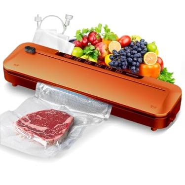 Imagem de Vacuum Sealer for Food,75 Kpa Precision Suction Power 6-in-1 Food Sealer with Digital Timer, Dry & Moist Food Modes, Compact Design with 10 Vacuum Bags & Built-in Cutter(Orange)