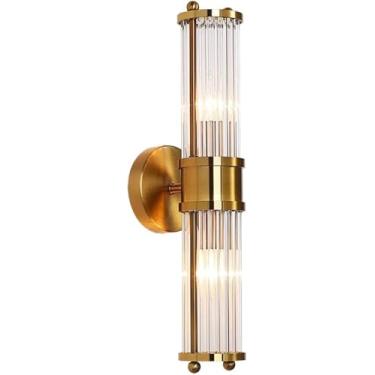 Imagem de Luminária De Parede Vintage Industrial, Lâmpada De Parede De Cilindro De Vidro Moderno E14 Luz De Arandela De Parede De Latão Escovado Para Banheiro De Cabeceira E Varanda, Brass, 1-Light